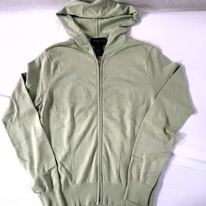 August Silk  Lightweight Jacket Women's Size Petite Green Hooded Zip Up